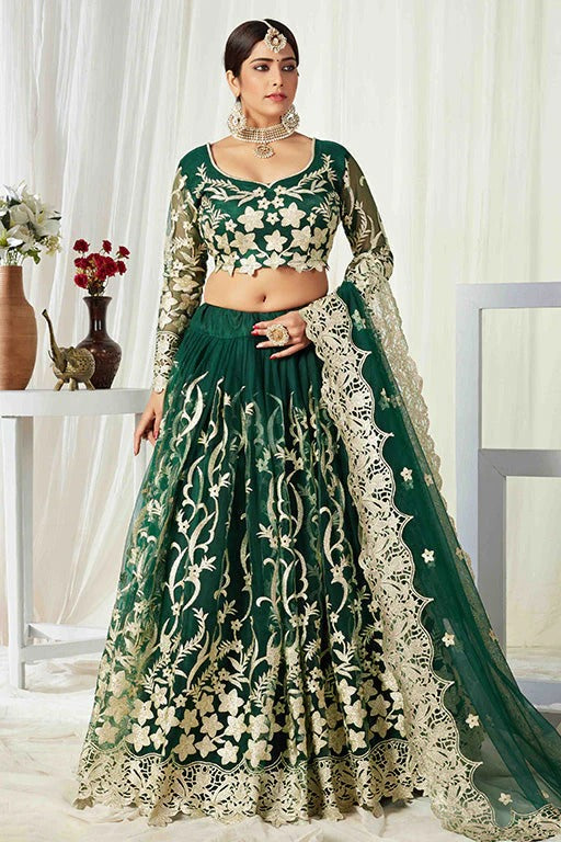 Green Colour Net Designer Lehenga Choli LC1240007