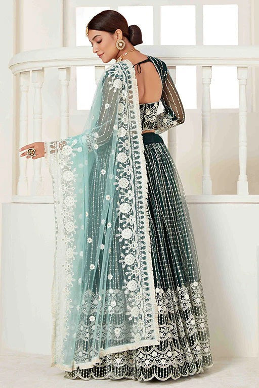 Green Colour Net Designer Lehenga Choli LC1240018 A