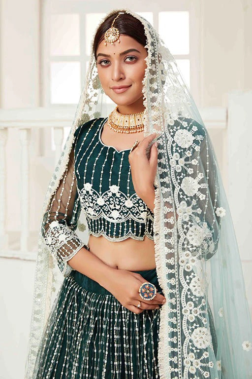 Green Colour Net Designer Lehenga Choli LC1240018 B