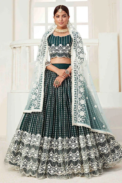 Green Colour Net Designer Lehenga Choli LC1240018