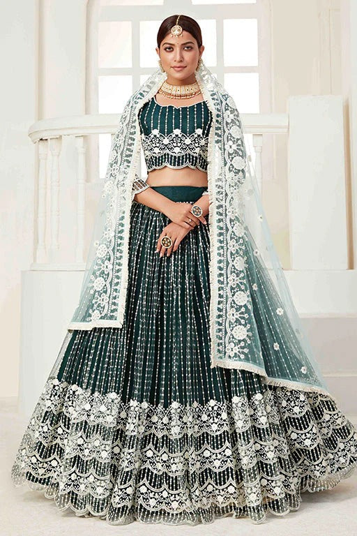 Green Colour Net Designer Lehenga Choli LC1240018