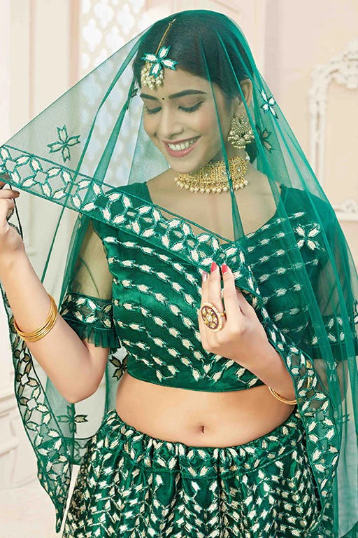 Green Colour Net Designer Lehenga Choli LC1240036 B