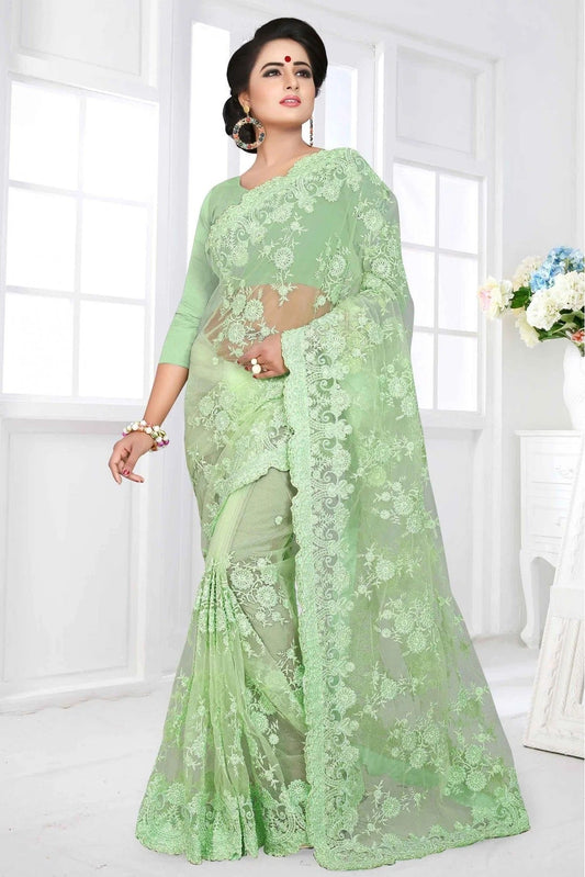 Green Colour Net Designer Saree SD1090031