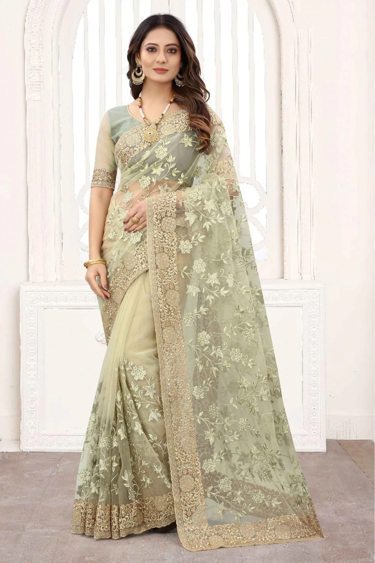 Green Colour Net Designer Saree SD1120844