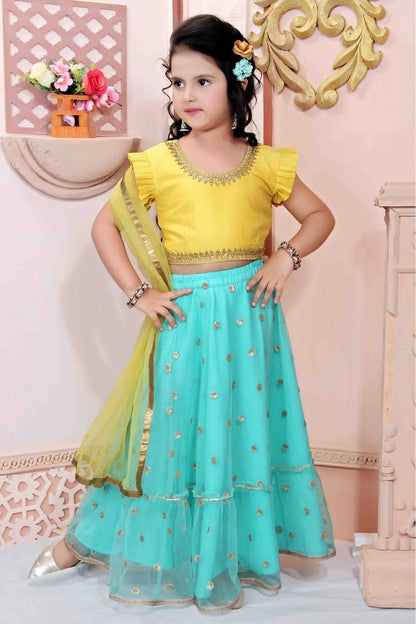 Green Colour Net Party Wear Lehenga Choli GW1070002