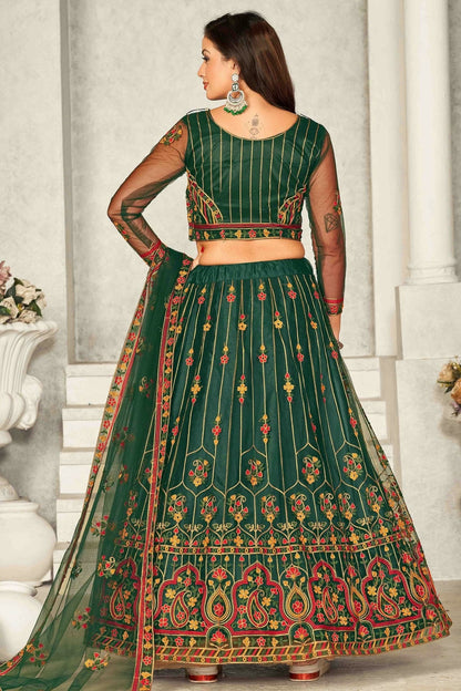 Green Colour Net Semi Stitched Lehenga Choli LC1170069 A