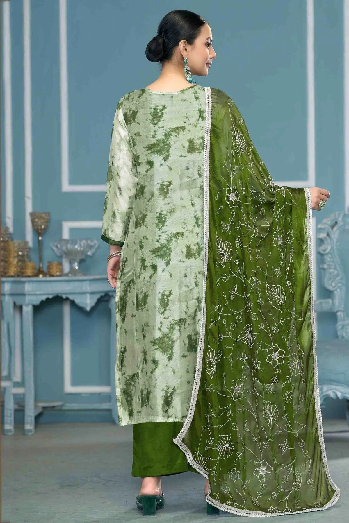 Green Colour Organza Banarasi Pant Style Suit SM1113235 A