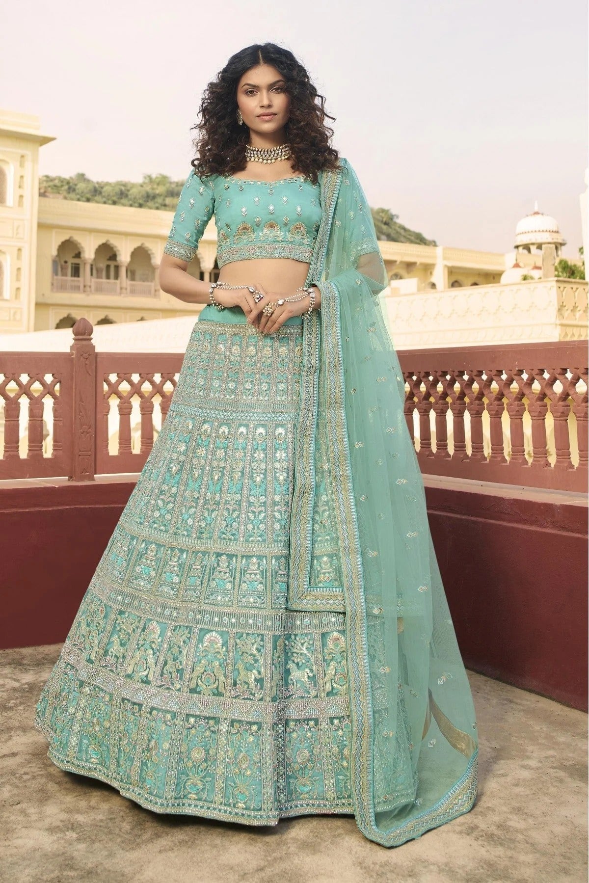 Green Colour Organza Embroidery Lehenga Choli LC1080311