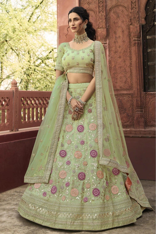 Green Colour Organza Embroidery Lehenga Choli LC1080313