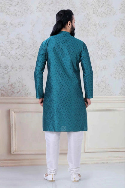 Green Colour Organza Festival Wear Kurta Pajama KP1130059 A