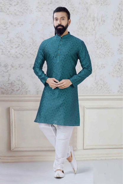 Green Colour Organza Festival Wear Kurta Pajama KP1130059