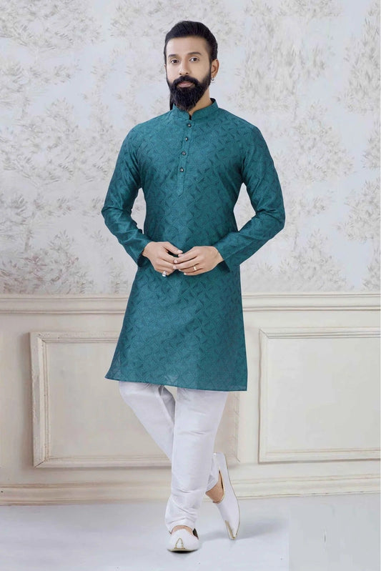 Green Colour Organza Festival Wear Kurta Pajama KP1130059