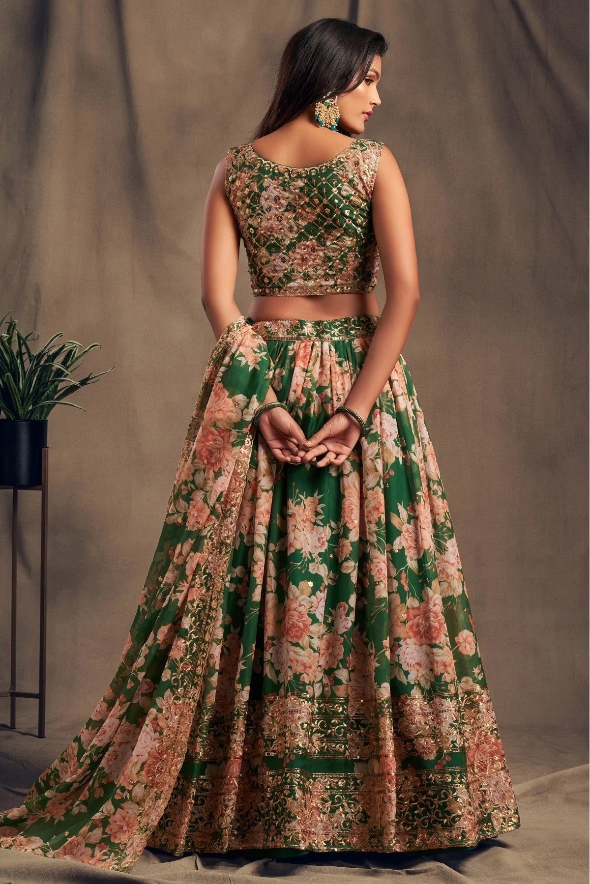 Green Colour Organza Lehenga Choli LC1010099 A