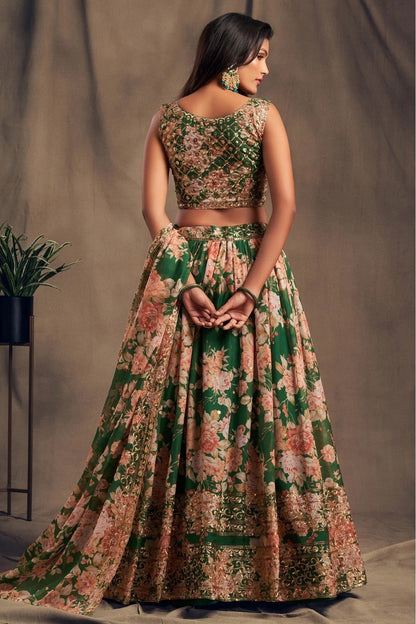 Green Colour Organza Lehenga Choli LC1010099 A