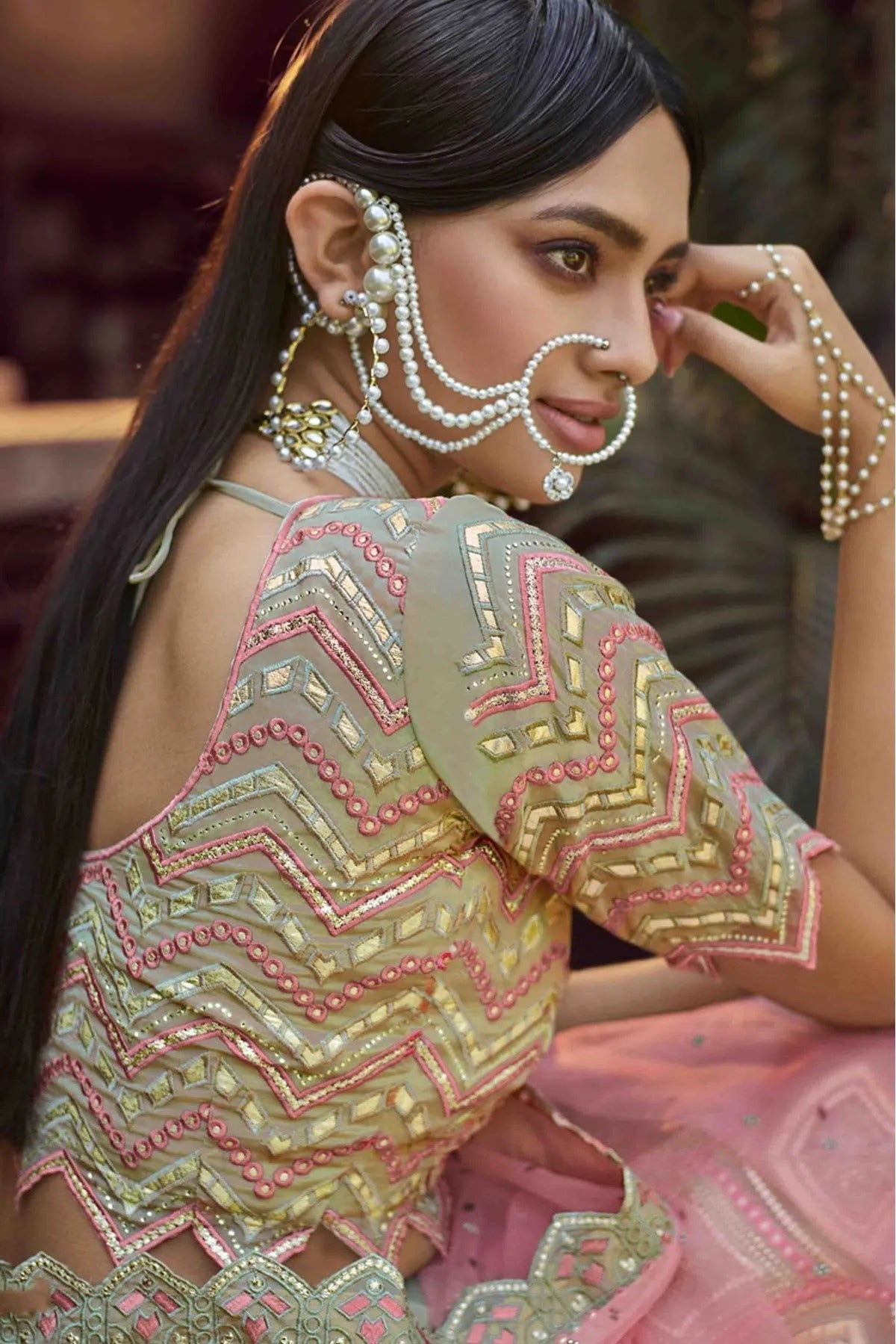 Green Colour Organza Resham Work Lehenga Choli LC1080240 B