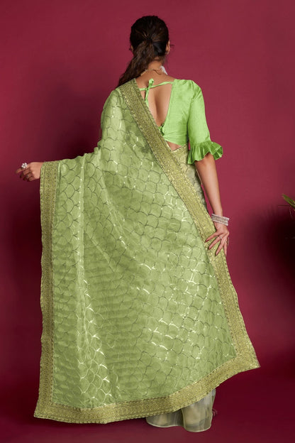 Green Colour Organza Saree SD1110358 A