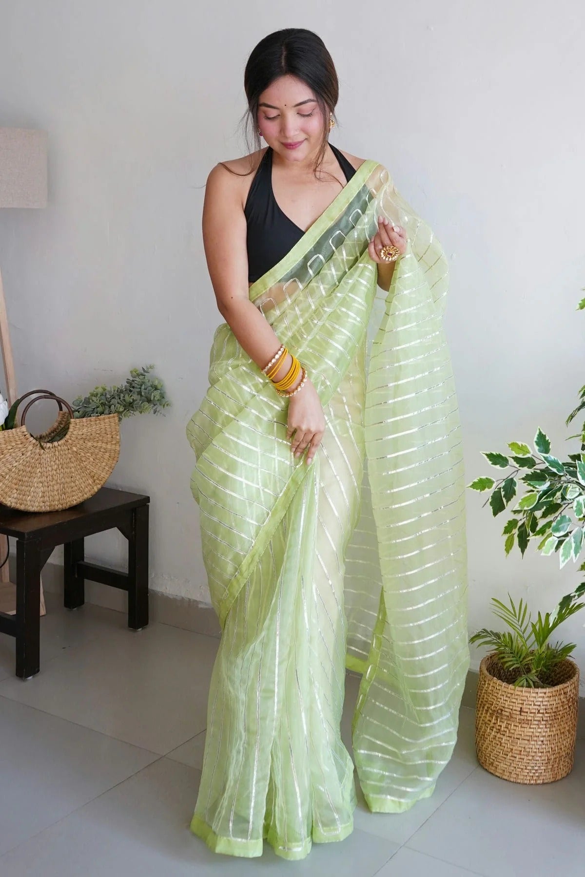 Green Colour Organza Saree SD1110394 A