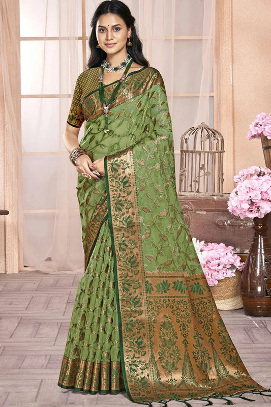 Green Colour Organza Traditional Saree SD1102588