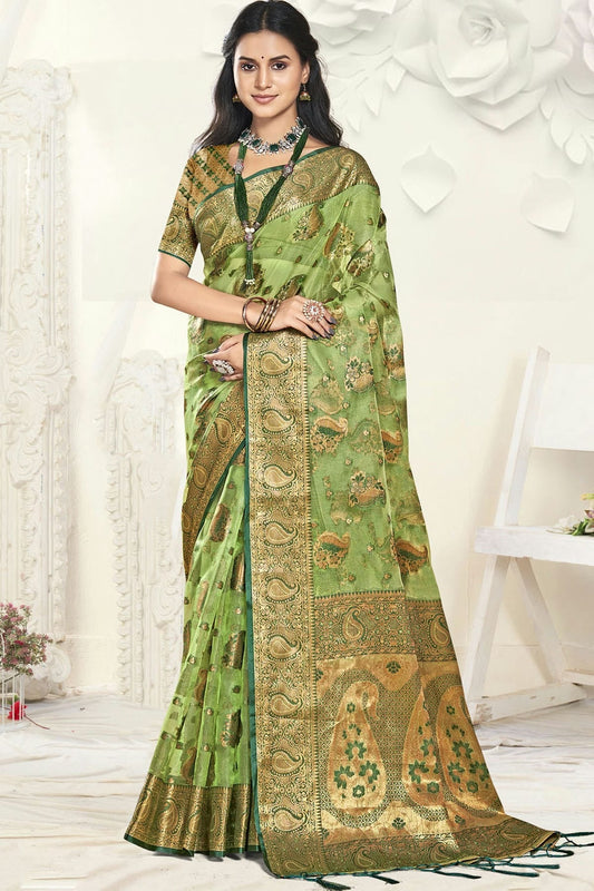 Green Colour Organza Traditional Saree SD1102603