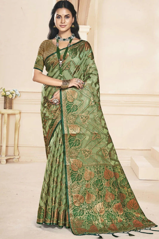 Green Colour Organza Traditional Saree SD1102607