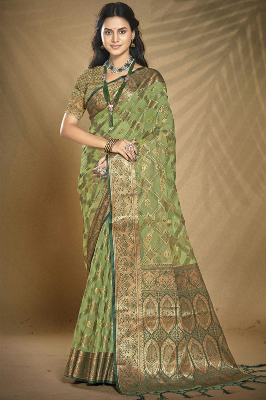 Green Colour Organza Traditional Saree SD1102617
