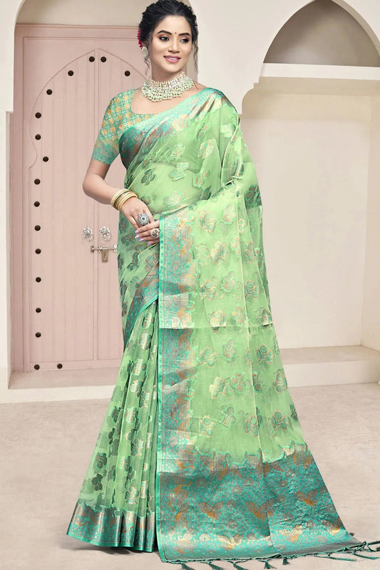 Green Colour Organza Traditional Saree SD1102618