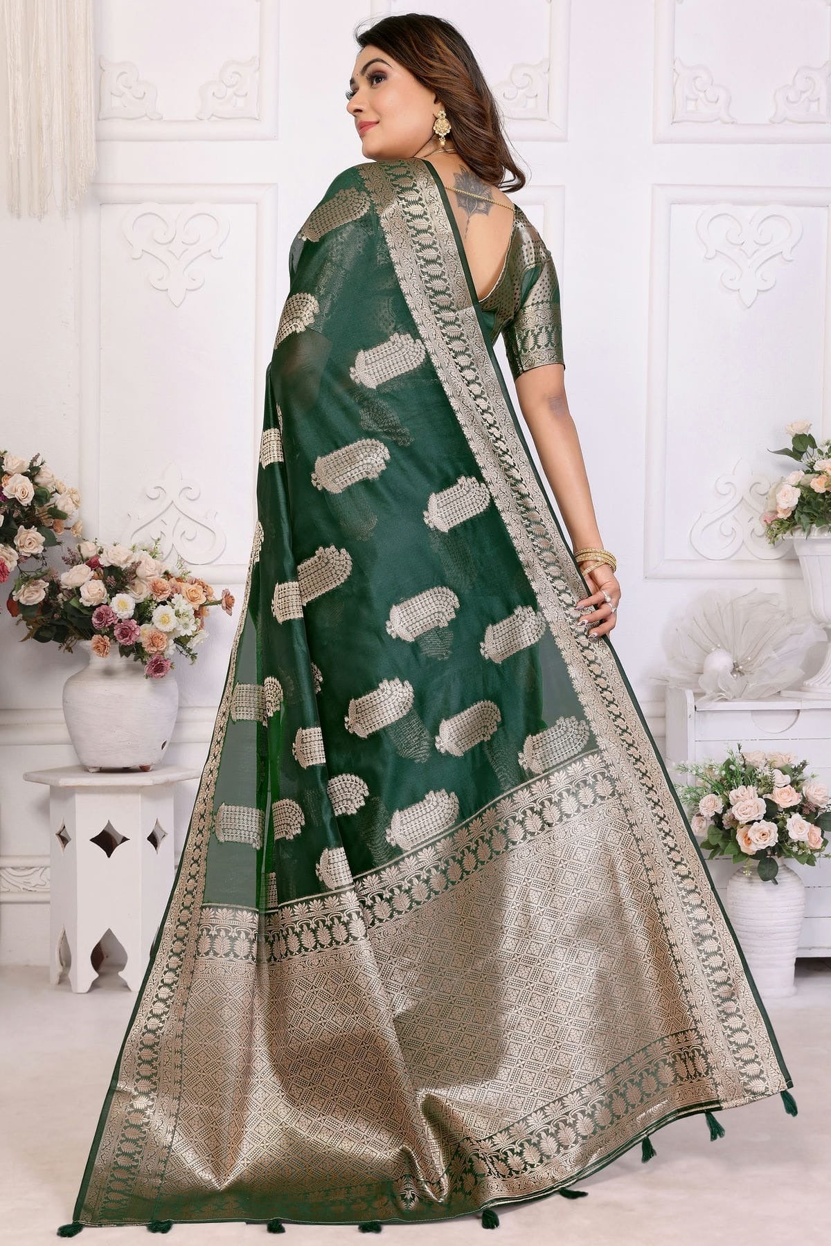 Green Colour Organza Traditional Saree SD1112719 A