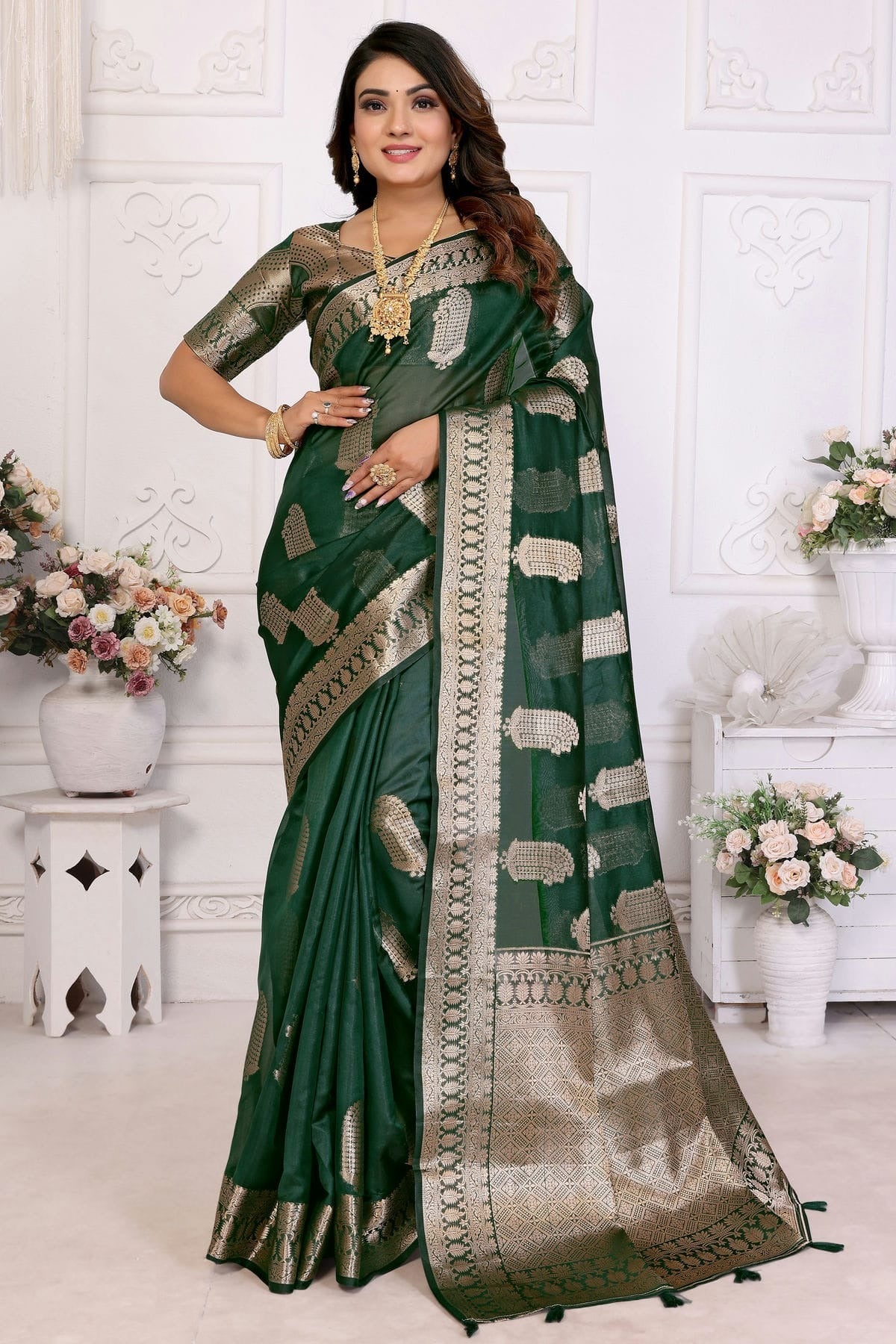 Green Colour Organza Traditional Saree SD1112719