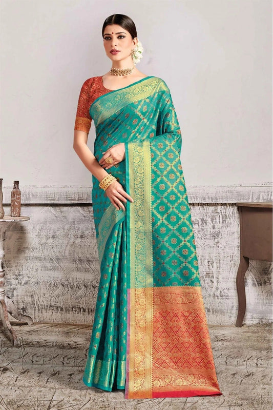 Green Colour Patola Silk Woven Saree SD1100292