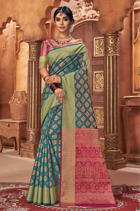 Green Colour Patola Silk Woven Saree SD1100458