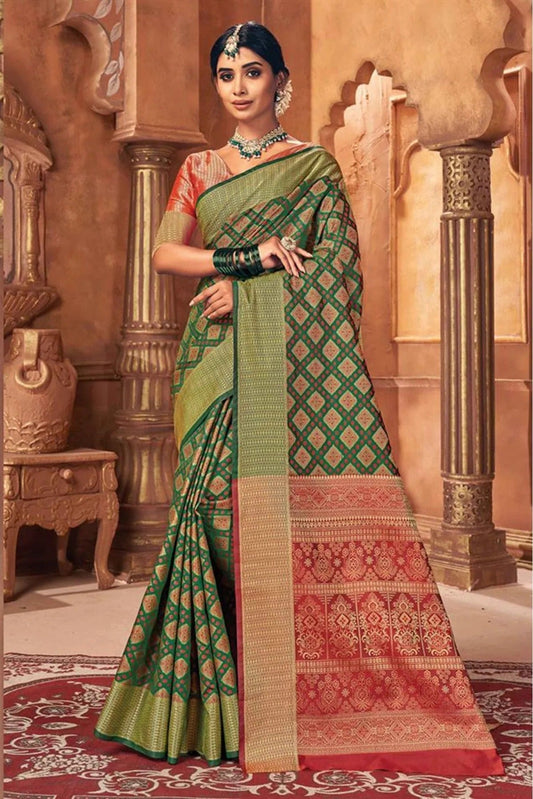 Green Colour Patola Silk Woven Saree SD1100460