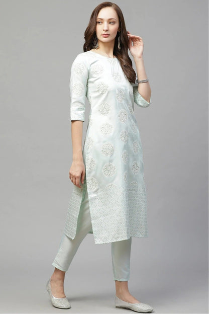 Green Colour Plus Size Poly Silk Straight Kurti KR1060228 A