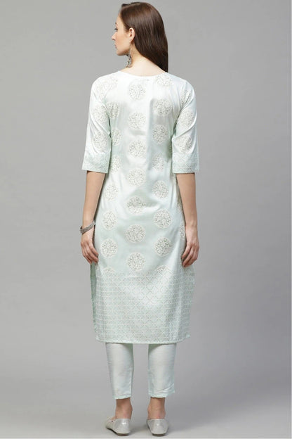 Green Colour Plus Size Poly Silk Straight Kurti KR1060228 B