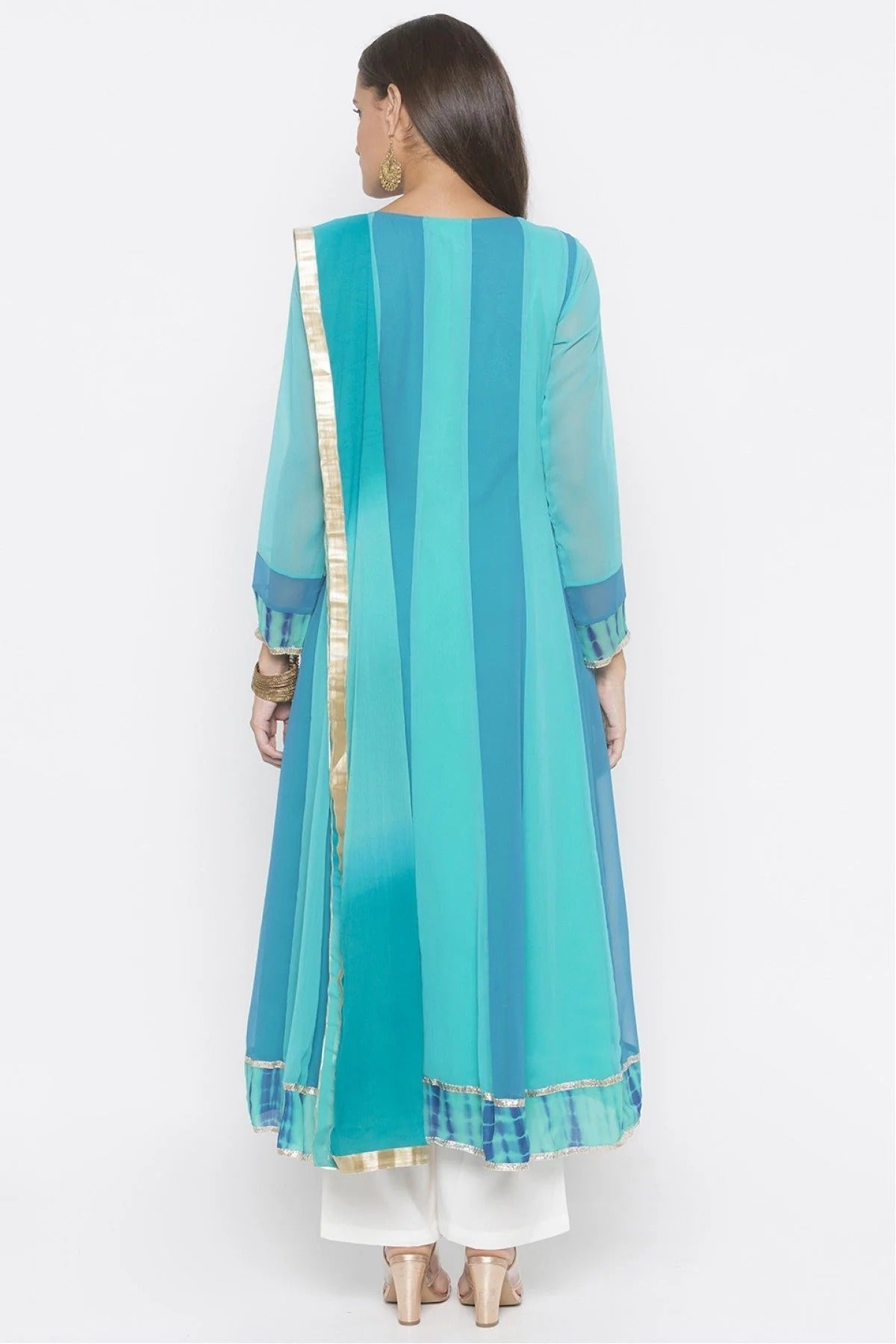 Green Colour Plus Size Stitched Georgette Embroidery Palazzo Pant Suit BW1070250 A