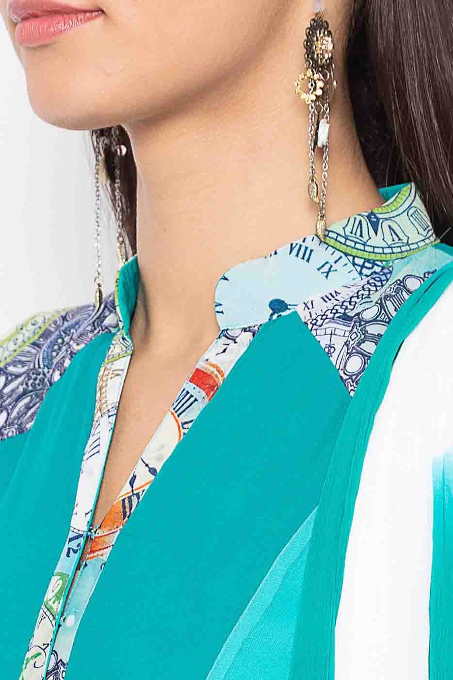 Green Colour Plus Size Stitched Georgette Embroidery Palazzo Pant Suit BW1070287 B