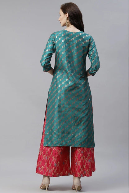 Green Colour Poly Silk Foil Print Kurti KR1060266 B