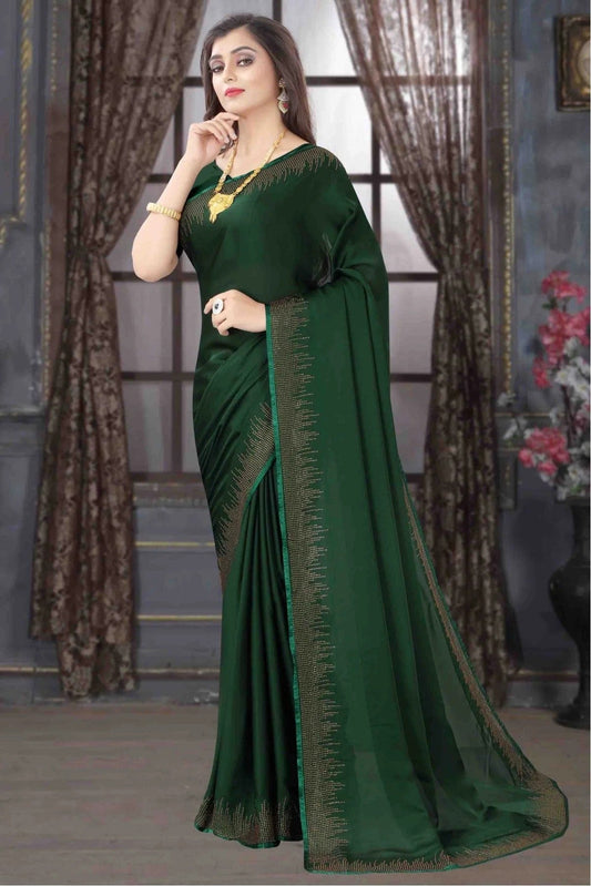 Green Colour Pure Satin Designer Saree SD1120701