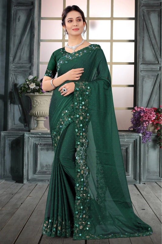 Green Colour Rangoli Silk Embroidery Saree SD1120234