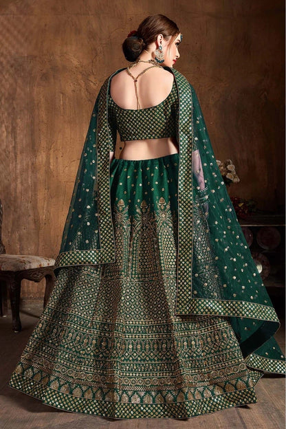 Green Colour Raw Silk Lehenga Choli LC1010069 B