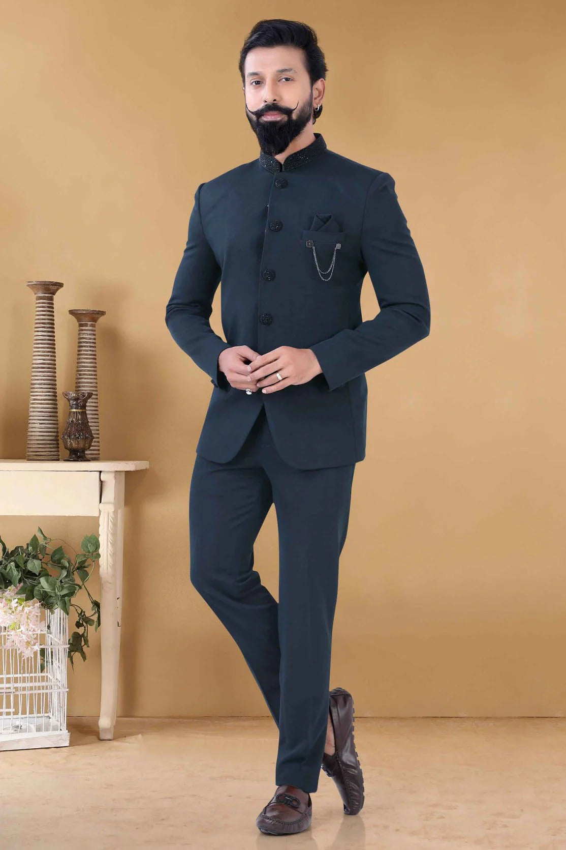 Green Colour Rayon Jodhpuri Suit SH1130014
