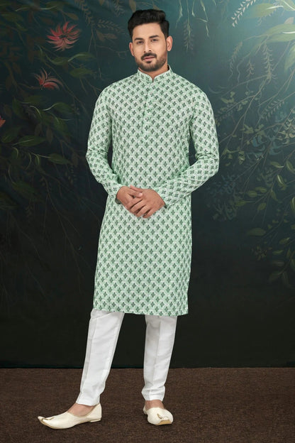 Green Colour Rayon Kurta Pajama KP1040488