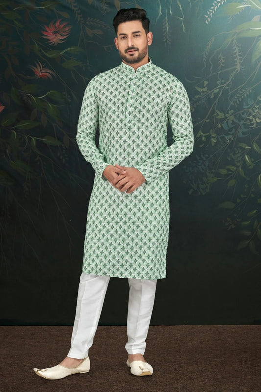 Green Colour Rayon Kurta Pajama KP1040488