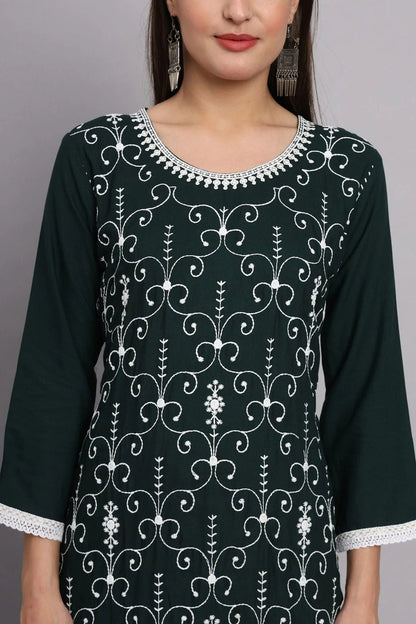 Green Colour Rayon Kurti KR1111094 A