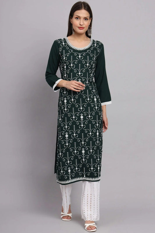 Green Colour Rayon Kurti KR1111094