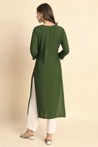 Green Colour Rayon Kurti KR1111102 A