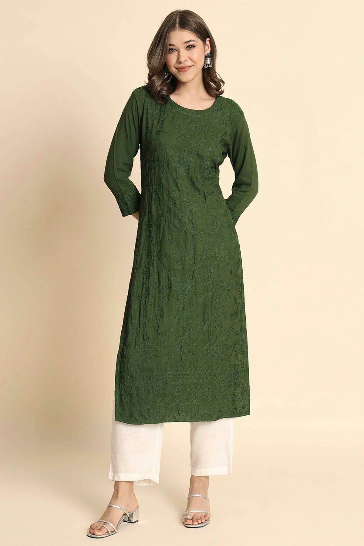Green Colour Rayon Kurti KR1111102