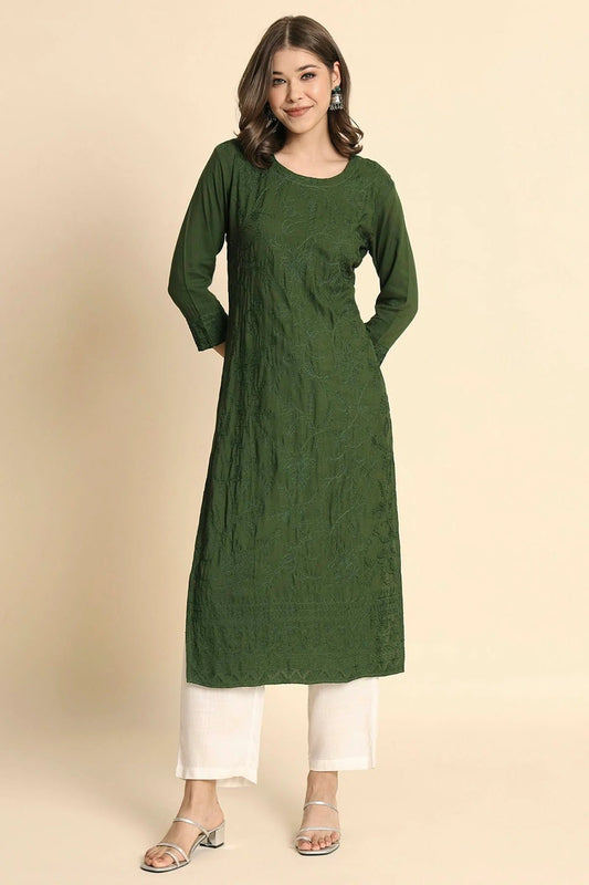 Green Colour Rayon Kurti KR1111102