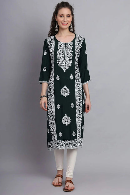 Green Colour Rayon Kurti KR1111127