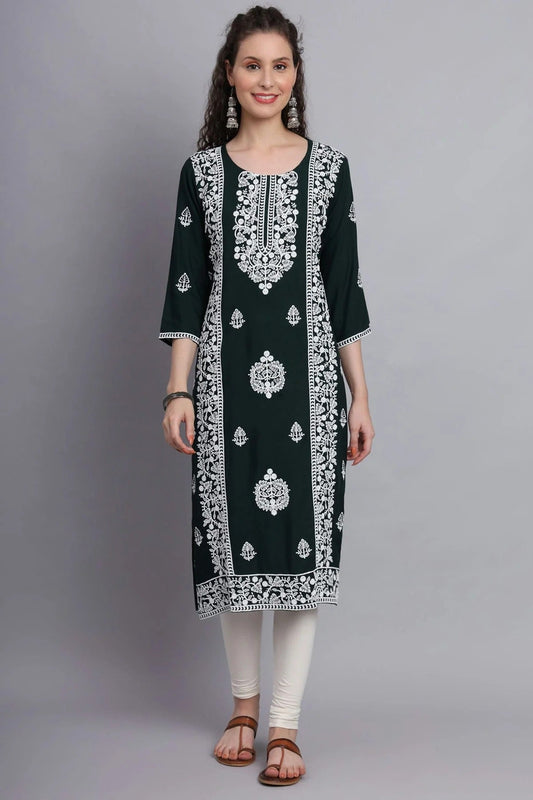 Green Colour Rayon Kurti KR1111127