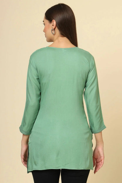 Green Colour Rayon Readymade Top TP1110864 A